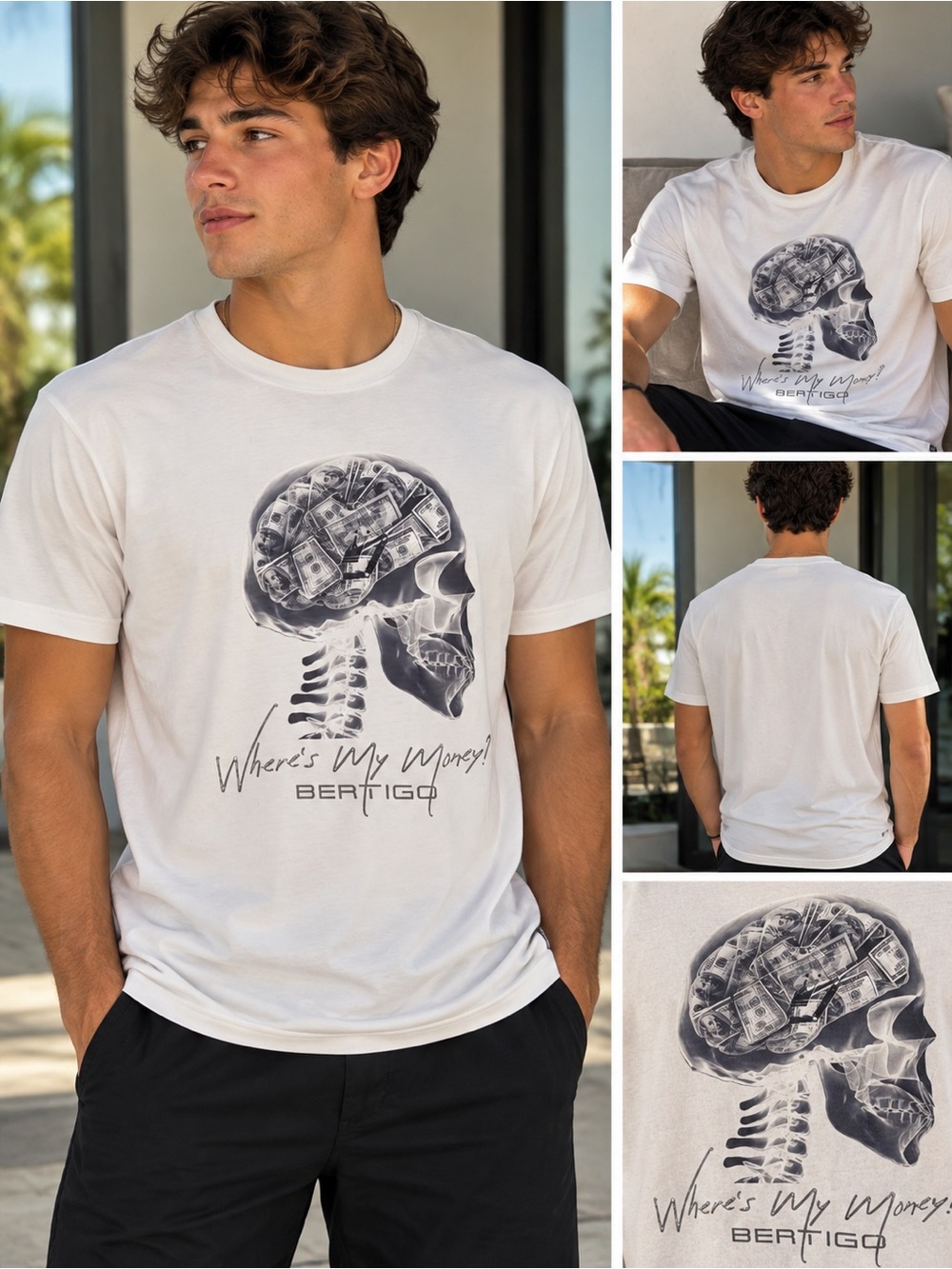 Vertigo Men's White 'Where's My Money?' Graphic Short Sleeve Tee